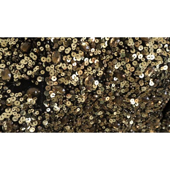 Chicos 2 Gold Sequin Rhinestone Cardigan Short Sleeve Bolero Jacket Large Party - Picture 8 of 8